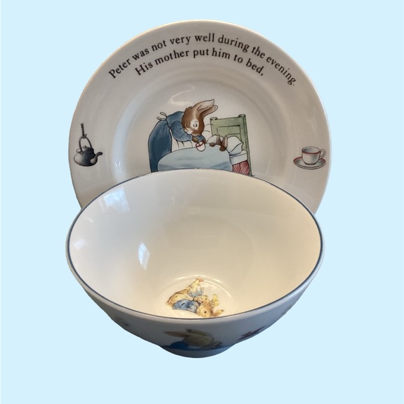 Beatrix Potter Peter Rabbit child’s bowl and plate. - Picture 1 of 8